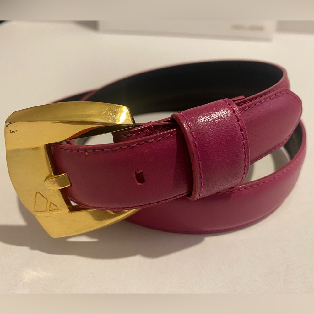 1989 Vintage Liz Claiborne Pink Belt Gold Tone Buckle